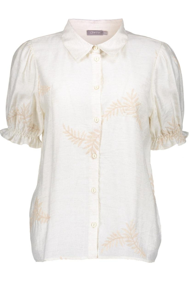 BRODERIE BLOUSE MET RUFFLE MOUWEN 53464 20 000010 OFF WHITE/SAND